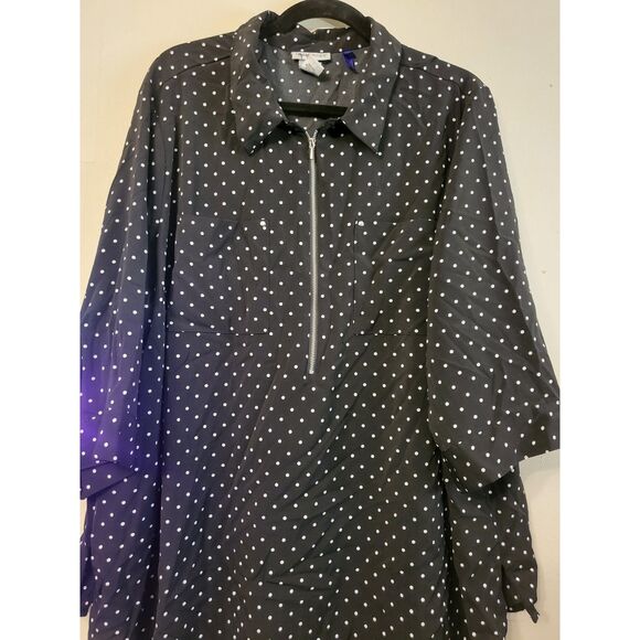 Catherine's Black Polka Dot Popover Tunic Top Women Petite Plus Sz 2XWP Mature - Picture 3 of 7